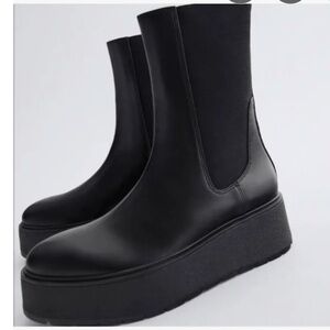 Worn once Zara chunky platform Chelsea ankle boot bootie 37 6.5 7